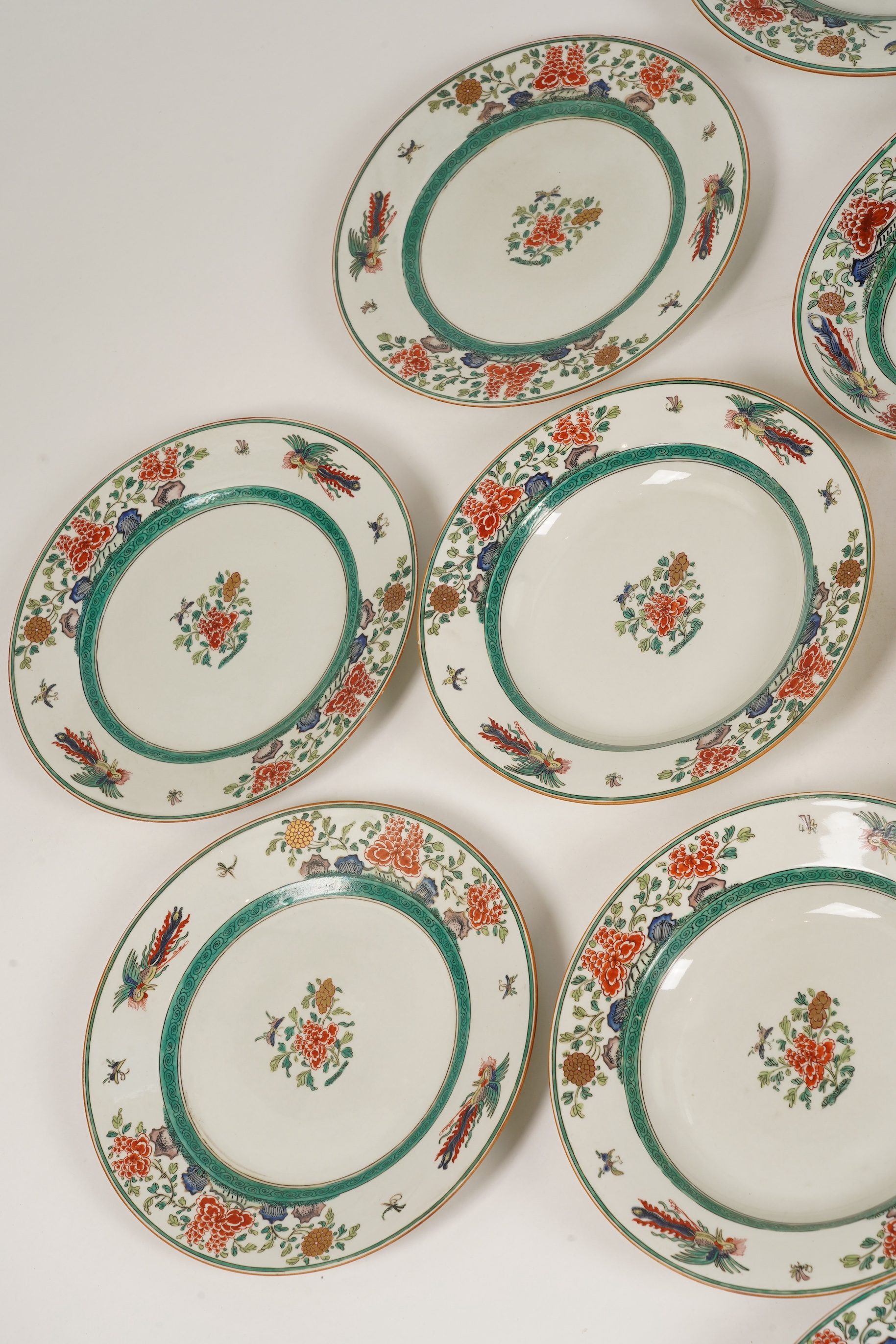 A Samson famille verte part dinner service in green Kutani style